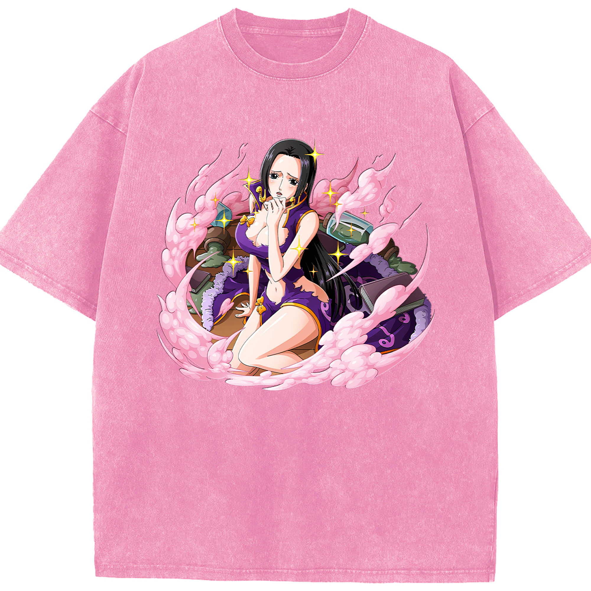 ワンピース ボア・ハンコック ONE PIECE Boa·Hancock 綿100% ヴィンテージ風 半袖Tシャツ（フロントプリント）